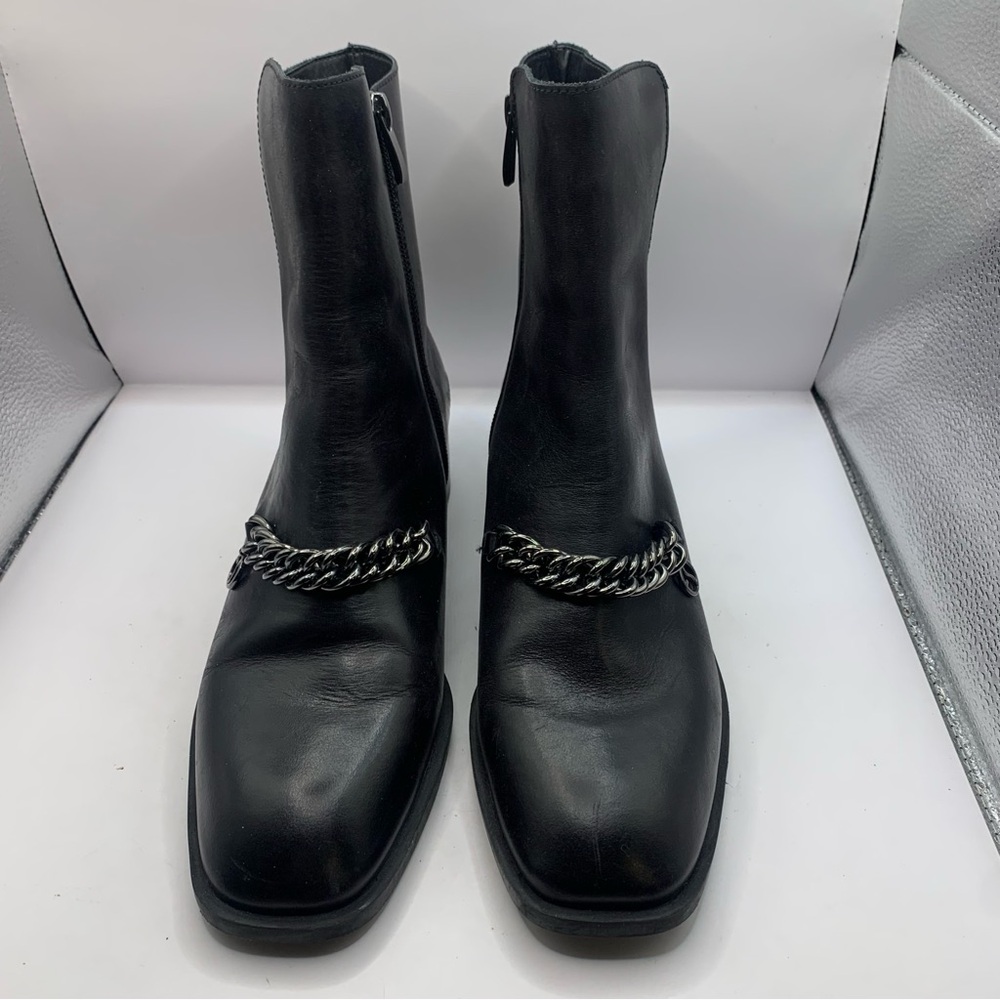 Franco Sarto Caleb Leather Booties square toe size 9M black leather mid ankle - Picture 2 of 9
